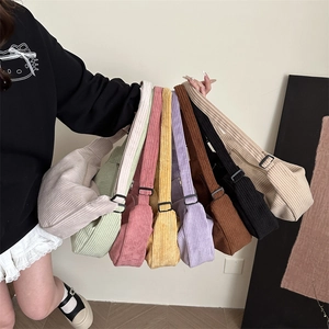 Casual Corduroy Schoudertas Voor Dames Grote Capaciteit Tote Bag Gestreepte Textuur Halve Maan Hobo Bag Dagelijks Reizen Winkelen