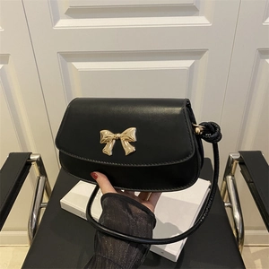 Sac à Épaule Femme Mode Nœud Papillon en Cuir PU Sac Sous le Bras Minimaliste Couleur Unie Sac à Bandoulière