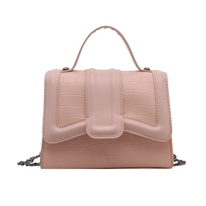 Chic pink faux leather shoulder bag with crocodile pattern and metal chain strap