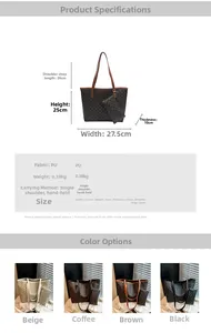Spécifications de taille et variantes de couleur pour le sac cabas à motif M texturé