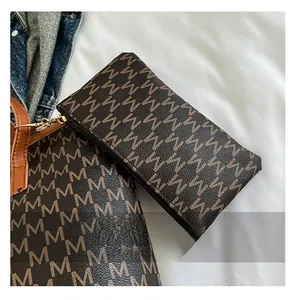 Grand sac fourre-tout et portefeuille assorti avec imprimé lettre M de haute qualité