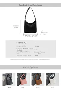 Detailed dimension guide and specifications for woven PU leather bucket tote bag