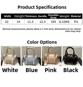 Spécifications de taille détaillées du sac bandoulière en cuir PU de 22 cm de largeur
