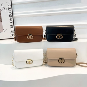 Minimalist PU Leather Crossbody Bag For Women Solid Color Flap Shoulder Bag With Gold Metal Buckle Urban Daily Commute