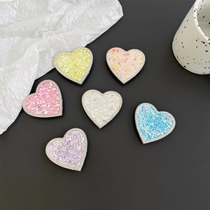 Glitter heart phone socket set with rhinestone border in six vibrant colors