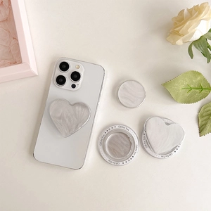 Smartphone Griptok Heart Round Shape Brushed Metal Texture Folding Phone Stand Adhesive Grip Minimalist Gift For You Style