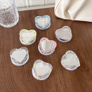 Magnetic MagSafe Heart Phone Grip Folding Makeup Mirror Glitter Sequins Portable Universal Smartphone Bracket Accessory
