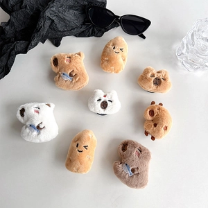 Cute capybara plush phone grip stand set in various cartoon characters and soft colors