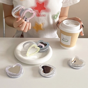 Detail of Magsafe heart mirror phone grip with glitter finish and Gift For You engraving