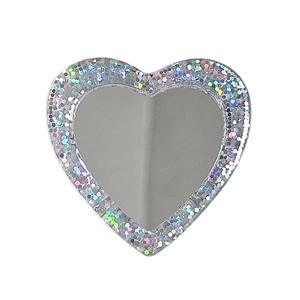 Glitter heart phone socket with integrated mirror and magnetic MagSafe support