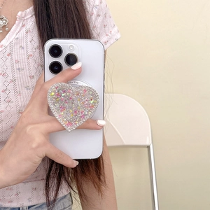 Supporto MagSafe a cuore con strass scintillanti e paillettes colorate per smartphone