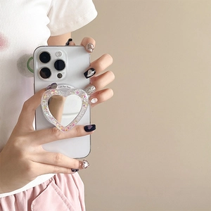 Magnetic MagSafe heart mirror phone grip with colorful glitter frame and Gift For You text