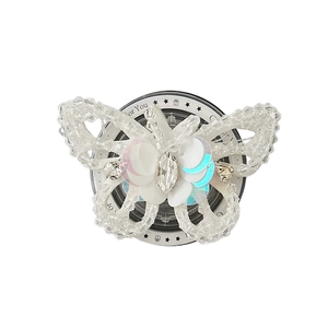 Sparkling rhinestone butterfly phone socket stand with iridescent sequins and gems