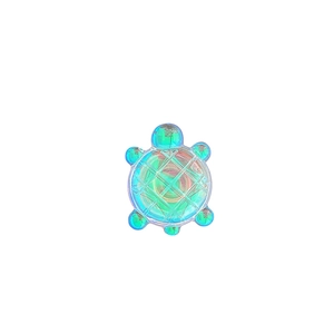Laser holographic turtle phone grip with 3D colorful shell on a white background