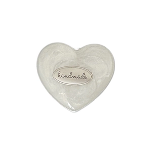 Support de téléphone en résine blanche en forme de cœur avec plaque argentée artisanale