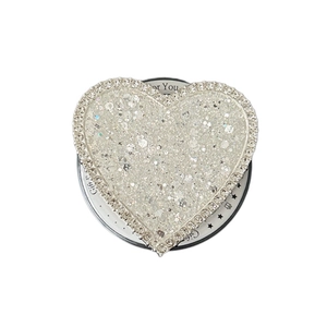 Supporto MagSafe a cuore con strass argentati e paillettes laser per smartphone