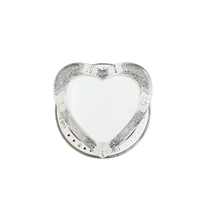 Glitter heart MagSafe phone grip with silver sequins and integrated makeup mirror