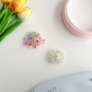 Collapsible Phone Grip Holder Faux Artificial Pearl Butterfly Flower Resin Tassel Adhesive Stand For Desk Office Gift Women