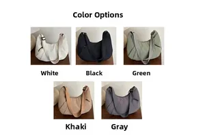 Sac bandoulière en nylon disponible en blanc, noir, vert, kaki et gris avec bandoulière