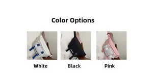 Three-color contrast waist bag collection in white, black and pink canvas finishes
