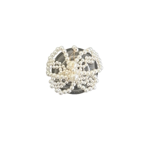 Collapsible pearl flower phone grip and stand with beaded floral petals for desk