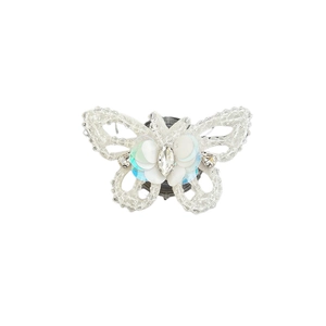Sparkling sequin butterfly phone grip stand with white beads and crystal center