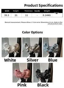 Detailed size chart and multi-color options of the pleated PU leather dumpling bag