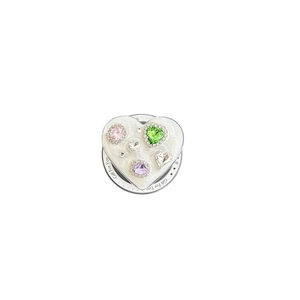Magnetic heart phone grip with colorful rhinestones and pearlescent finish
