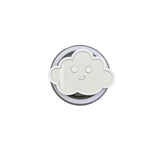 Cute white cloud shaped collapsible phone grip and stand with minimalist smiling face design