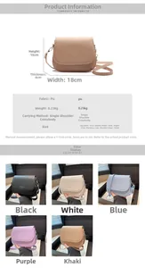 Detailed view of the PU saddle bag dimensions, strap length, and material texture