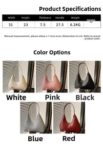 Detailed size chart and specifications for the minimalist PU leather shoulder bag