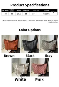Detailed specifications and color options for flower embossed large capacity tote bag