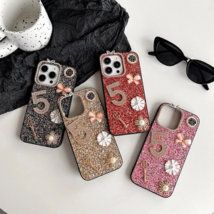 Bling glitter iPhone 17 Pro Max case featuring luxury rhinestones and pearl butterfly charms