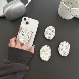 Irregular Oval Expanding Phone Grip Heart Star Bow Gold Foil Electroplated Cell Phone Stand Socket Holder Handheld Support