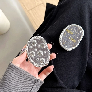 Irregular silver plating heart and star phone sockets with gold foil good luck lettering