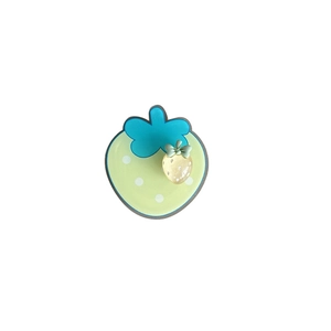 Rotating strawberry phone socket holder with green polka dots and blue leaf design