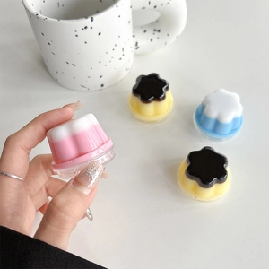 Cute pudding shaped phone grip socket with creamy two-tone design for smartphone