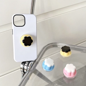 Flower Shape Phone Griptok Expanding Retractable Mobile Bracket Plastic Resin Double Color Jelly Pudding Style Hand Grip Decor