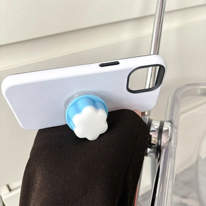 Dual-color jelly flower phone socket grip holder on a white matte mobile case