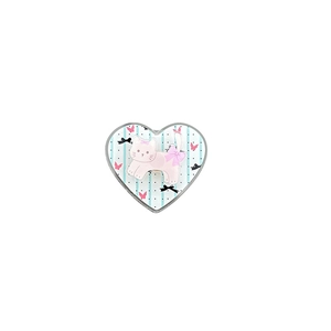 Cute heart-shaped cell phone grip with pink cartoon cat and bowknot pattern design
