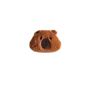 Cute brown plush bear head collapsible phone grip stand with soft embroidered details