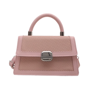 Borsa a tracolla retrò rosa in tessuto testurizzato con finiture in pelle premium