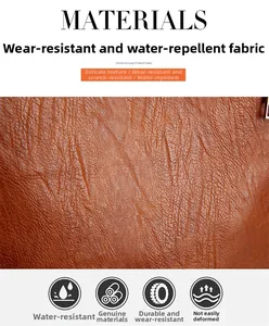 Close-up of brown litchi pattern leather with waterproof and scratch resistant textures