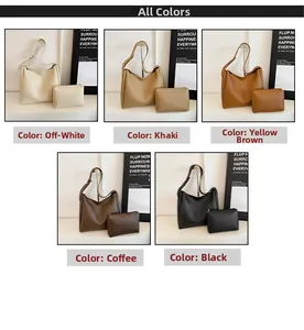 Detail of minimalist tote bag set including matching small zippered pouch in matte leather