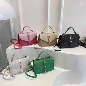 Sequin Splicing Women Crossbody Bag Flap Handbag With Handle And Adjustable Strap Small Square Shoulder Purse