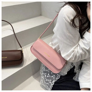 Chic pink and brown PU leather underarm bags with elegant gold brand logo detail