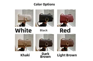 Detailed grid view showcasing six colors of the vintage textured shoulder bag with gold D-buckle