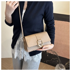 Détail du sac beige à texture serpent avec fermoir doré en forme de fer à cheval