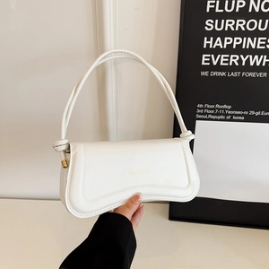Minimalist white leather shoulder bag with XM & DUQI logo for vintage 2025 summer style