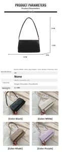 Detailed size chart and specifications for the PU leather minimalist shoulder bag